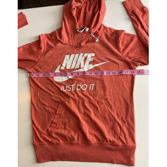 Nike Hoodie Orange Lightweight Medium Just Do It Junior Women’s Hoodie - Picture 3 of 7